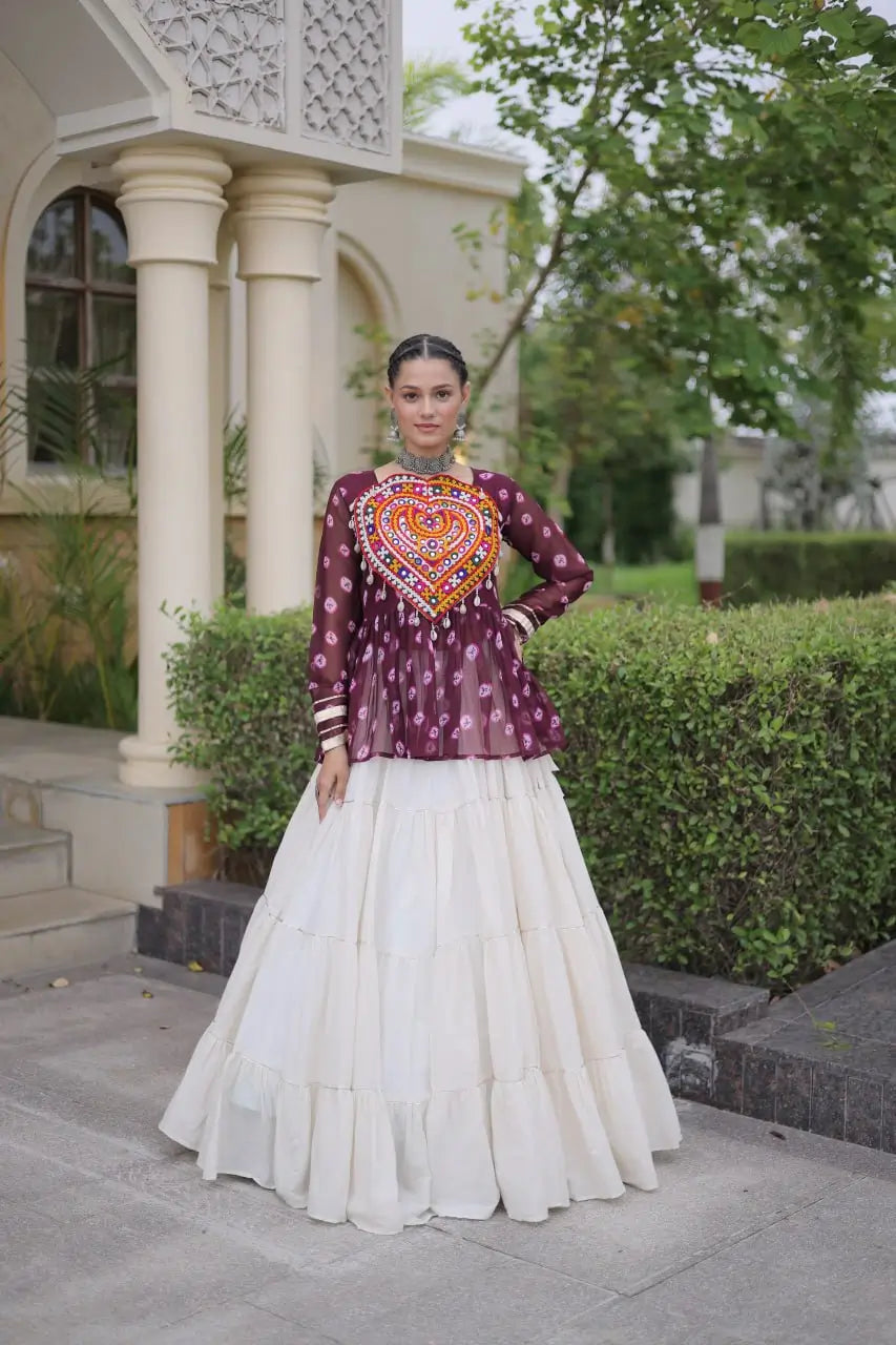 Bandhni Gamthi Peplum Lehenga Set