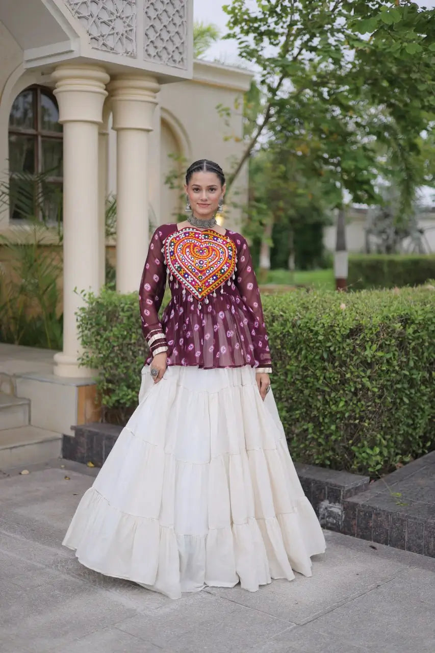 Bandhni Gamthi Peplum Lehenga Set