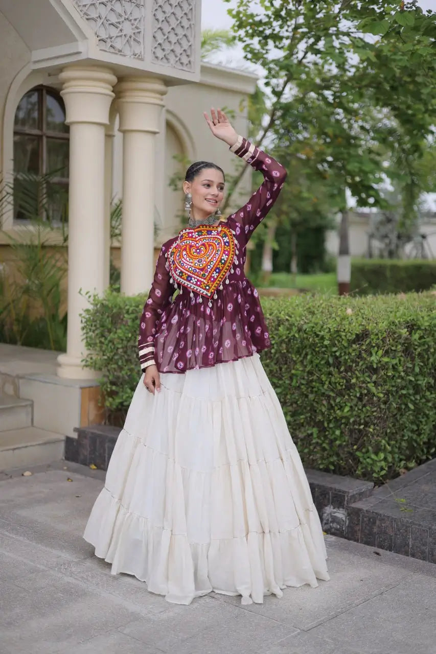 Bandhni Gamthi Peplum Lehenga Set
