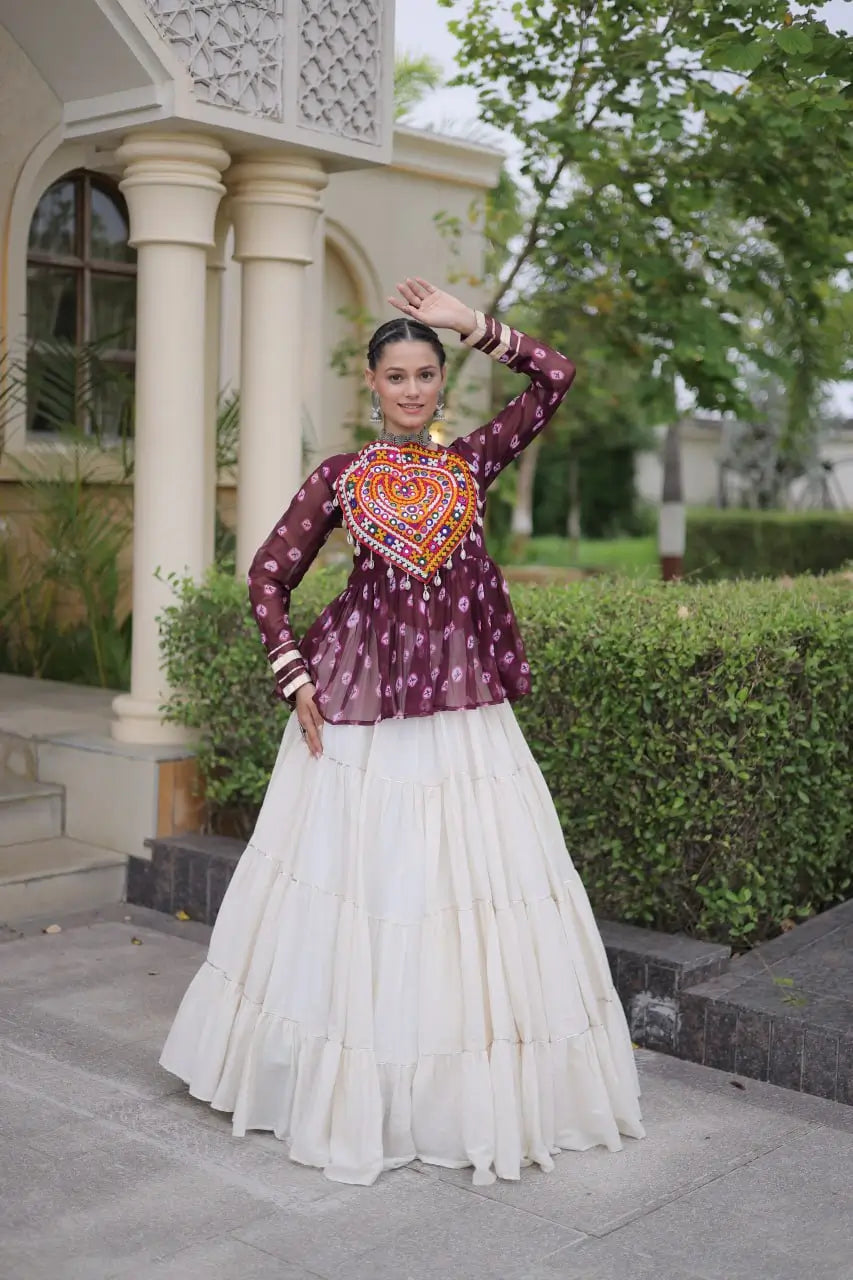 Bandhni Gamthi Peplum Lehenga Set