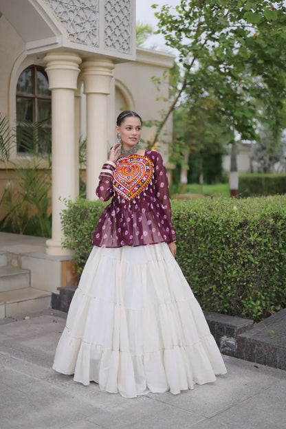 Bandhni Gamthi Peplum Lehenga Set
