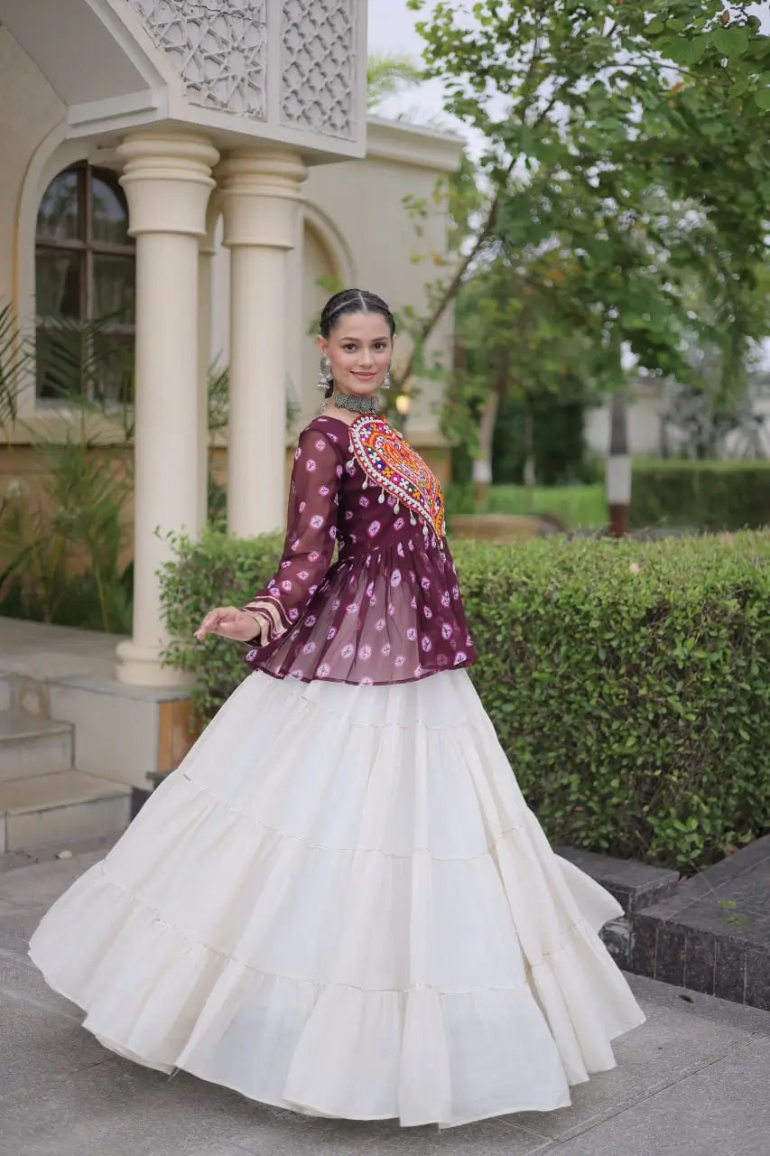 Bandhni Gamthi Peplum Lehenga Set