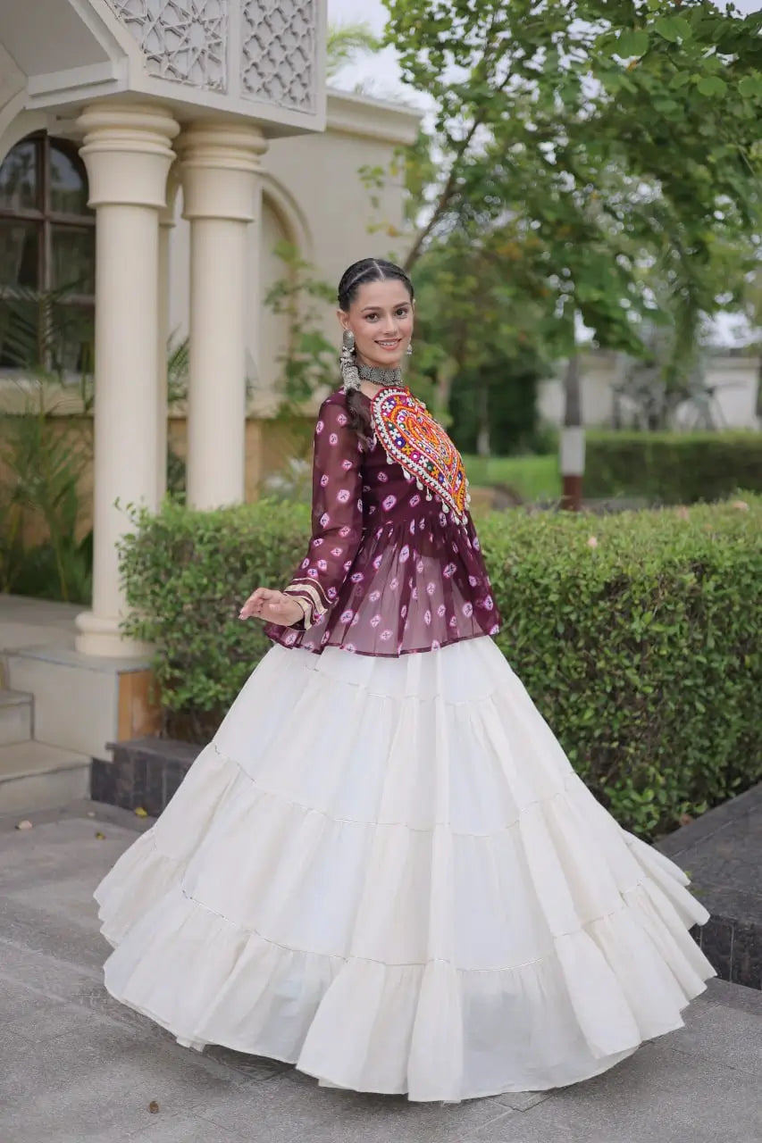 Bandhni Gamthi Peplum Lehenga Set