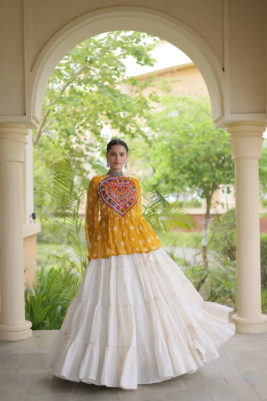 Bandhni Gamthi Peplum Lehenga Set