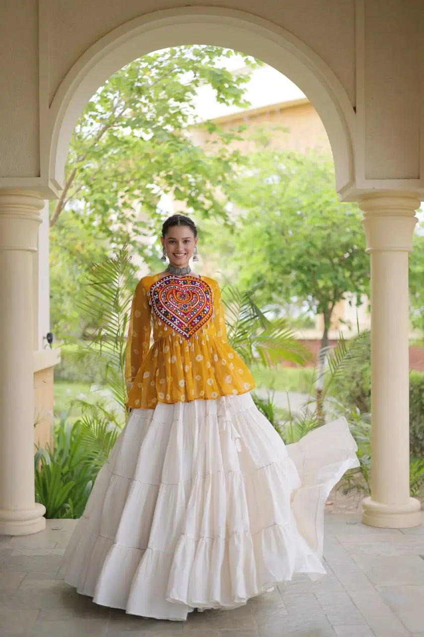 Bandhni Gamthi Peplum Lehenga Set