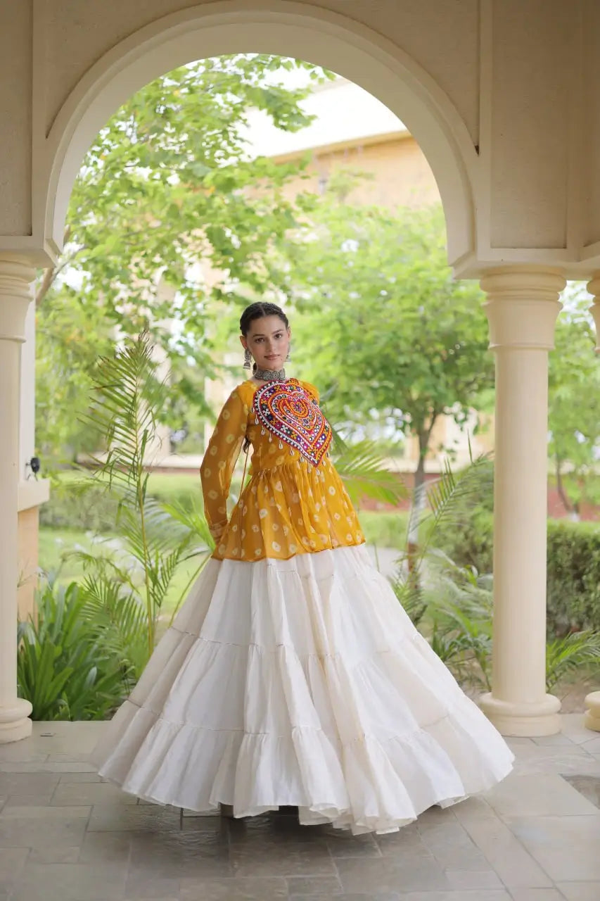 Bandhni Gamthi Peplum Lehenga Set