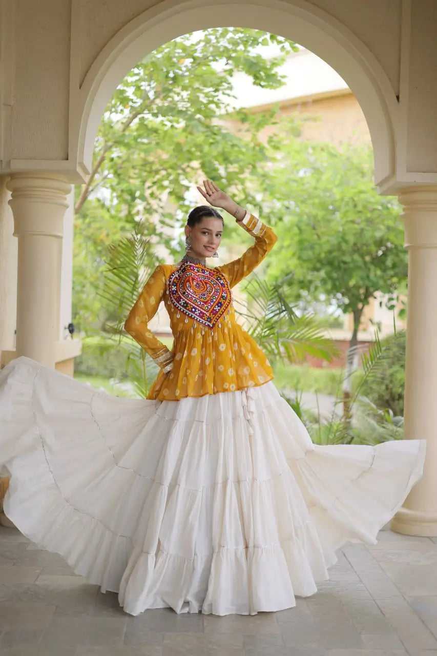Bandhni Gamthi Peplum Lehenga Set