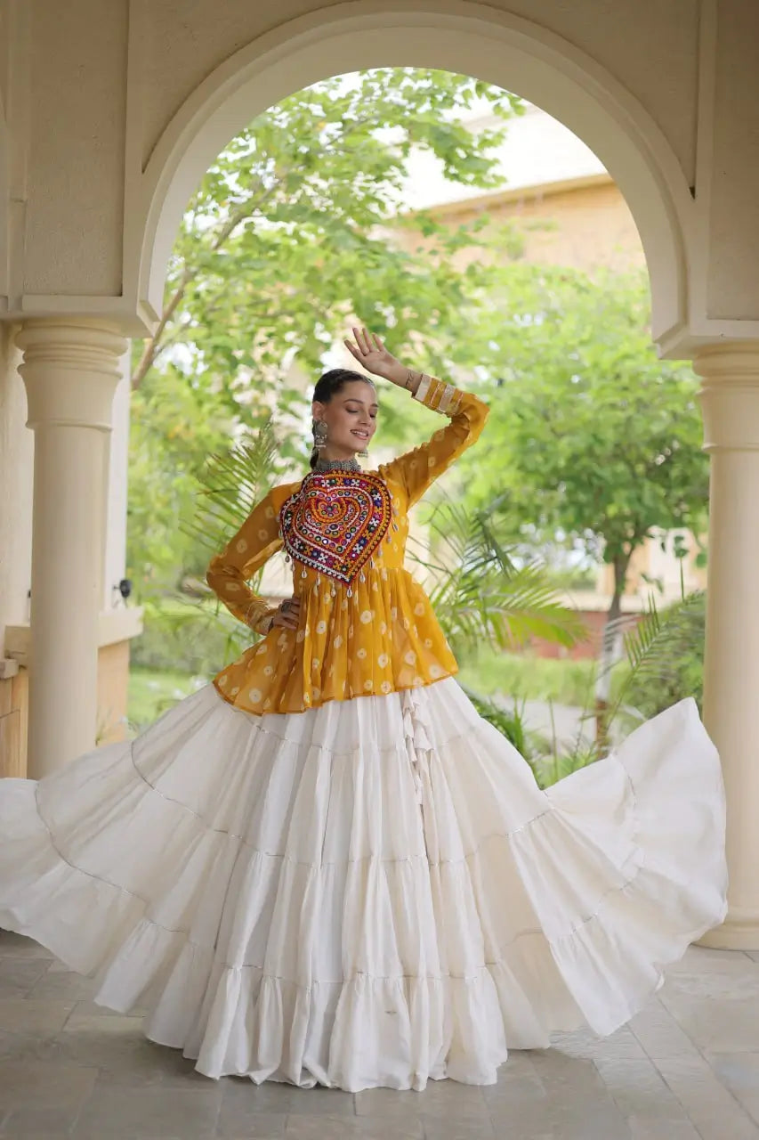 Bandhni Gamthi Peplum Lehenga Set