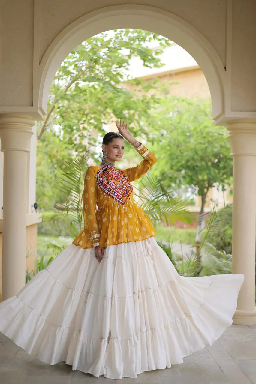 Bandhni Gamthi Peplum Lehenga Set