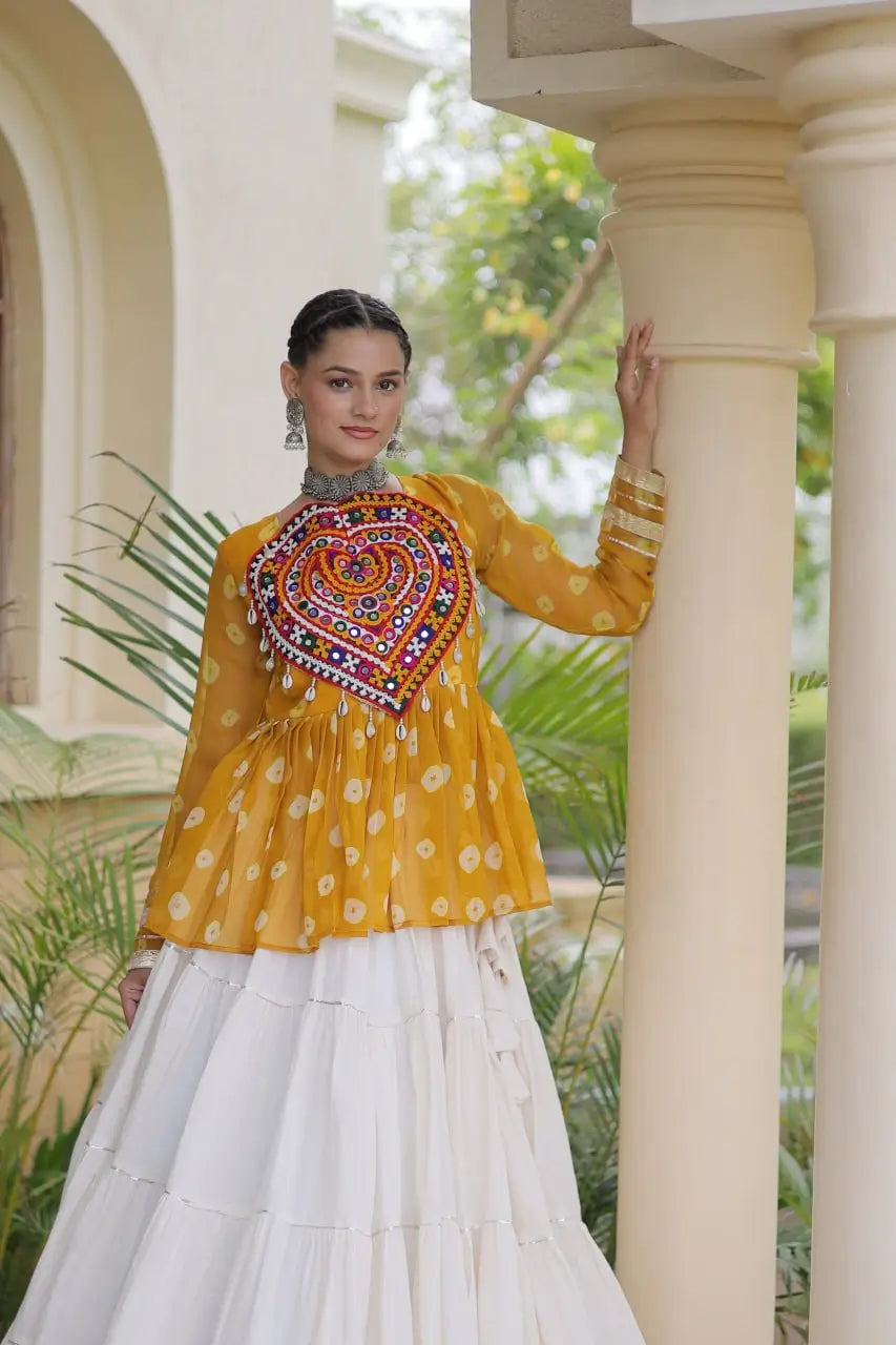 Bandhni Gamthi Peplum Lehenga Set