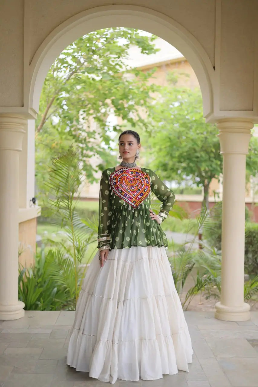 Bandhni Gamthi Peplum Lehenga Set