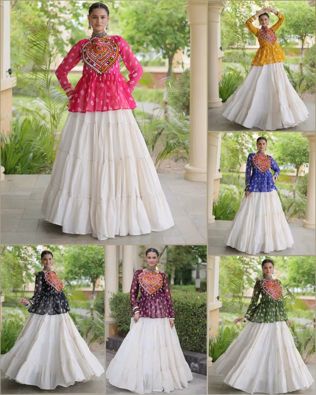 Bandhni Gamthi Peplum Lehenga Set