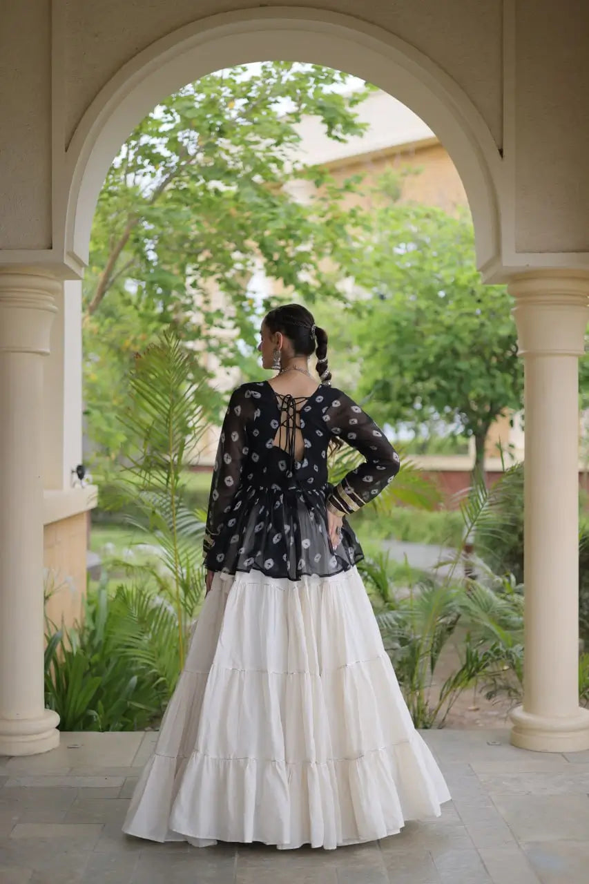 Bandhni Gamthi Peplum Lehenga Set