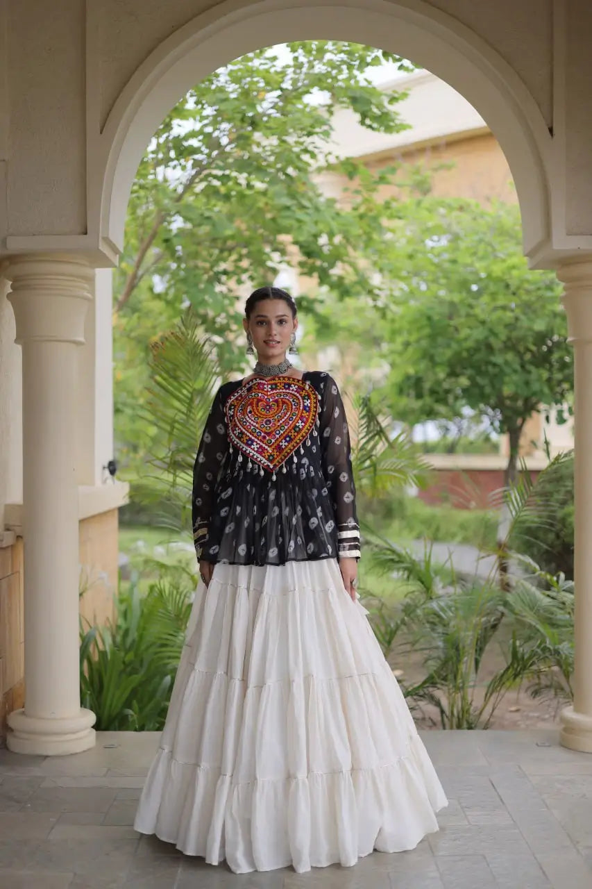 Bandhni Gamthi Peplum Lehenga Set