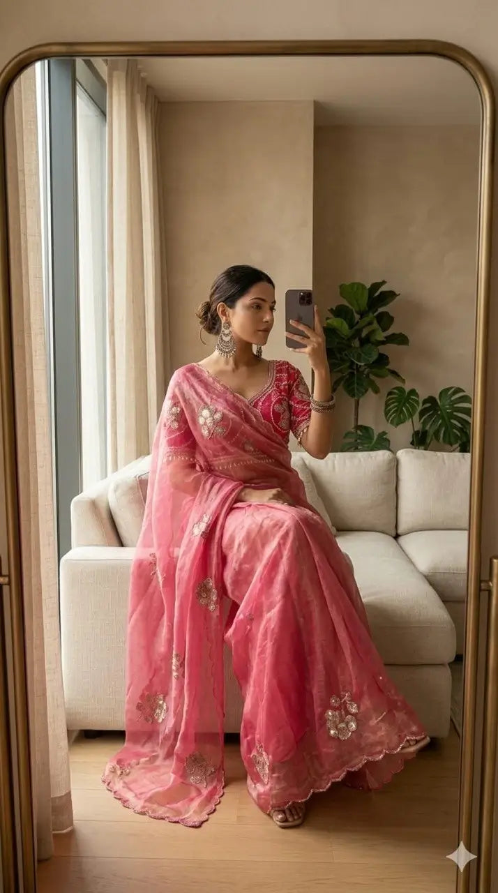 Beaded Floral Butta Saree