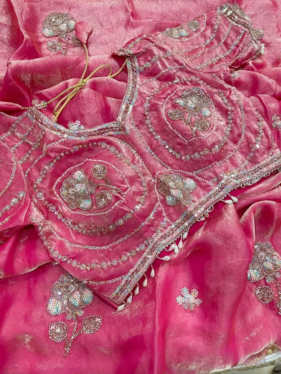 Beaded Floral Butta Saree