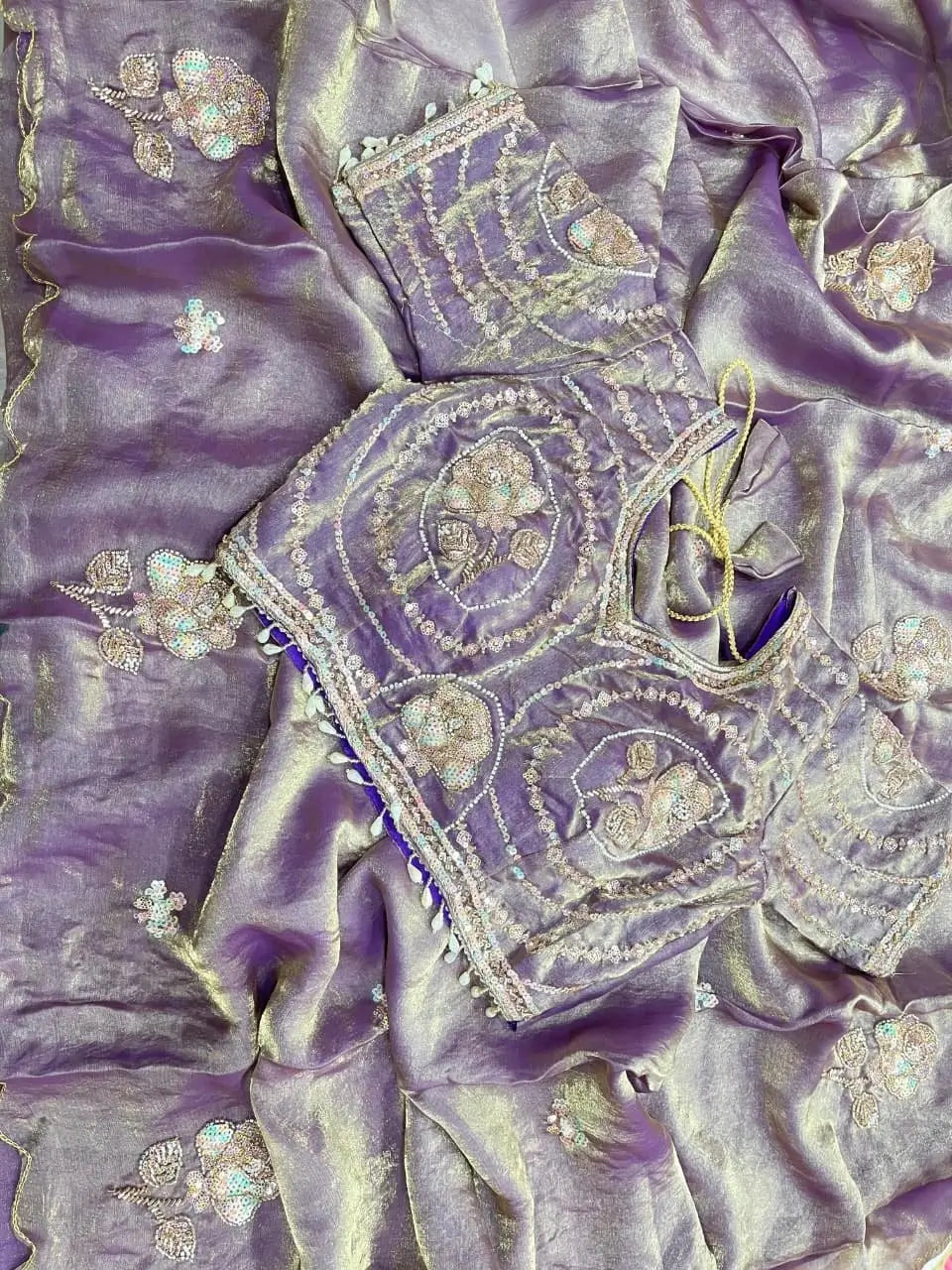 Beaded Floral Butta Saree