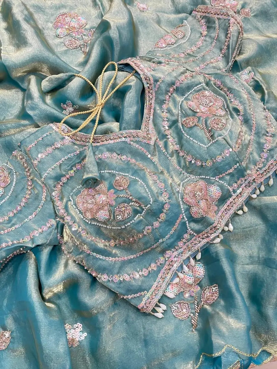 Beaded Floral Butta Saree