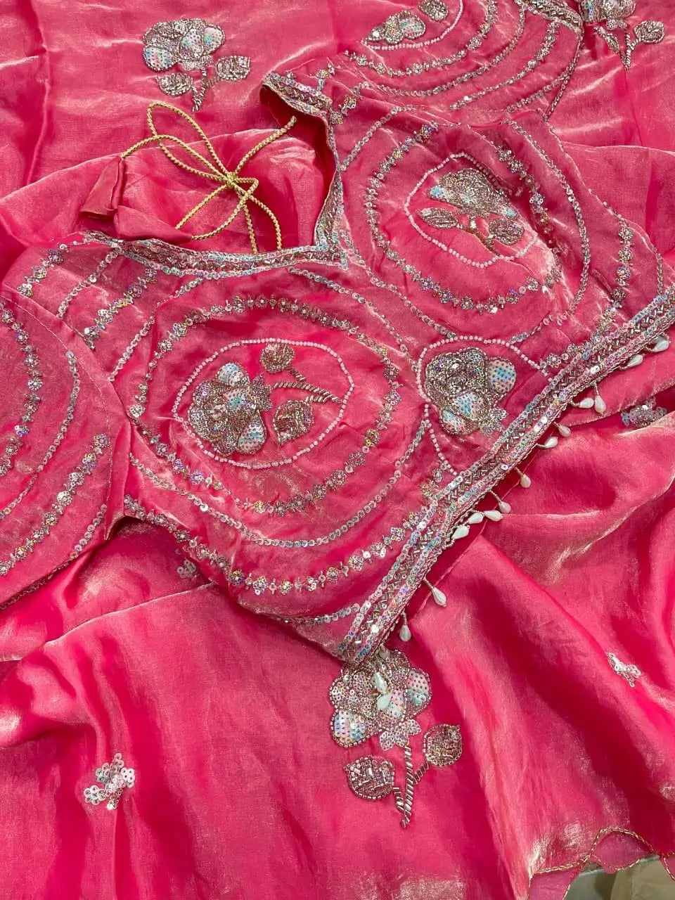 Beaded Floral Butta Saree