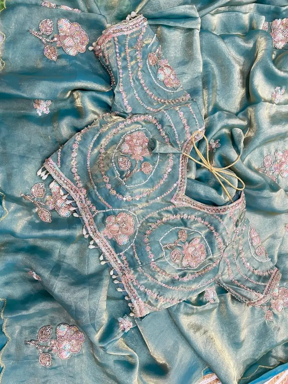 Beaded Floral Butta Saree