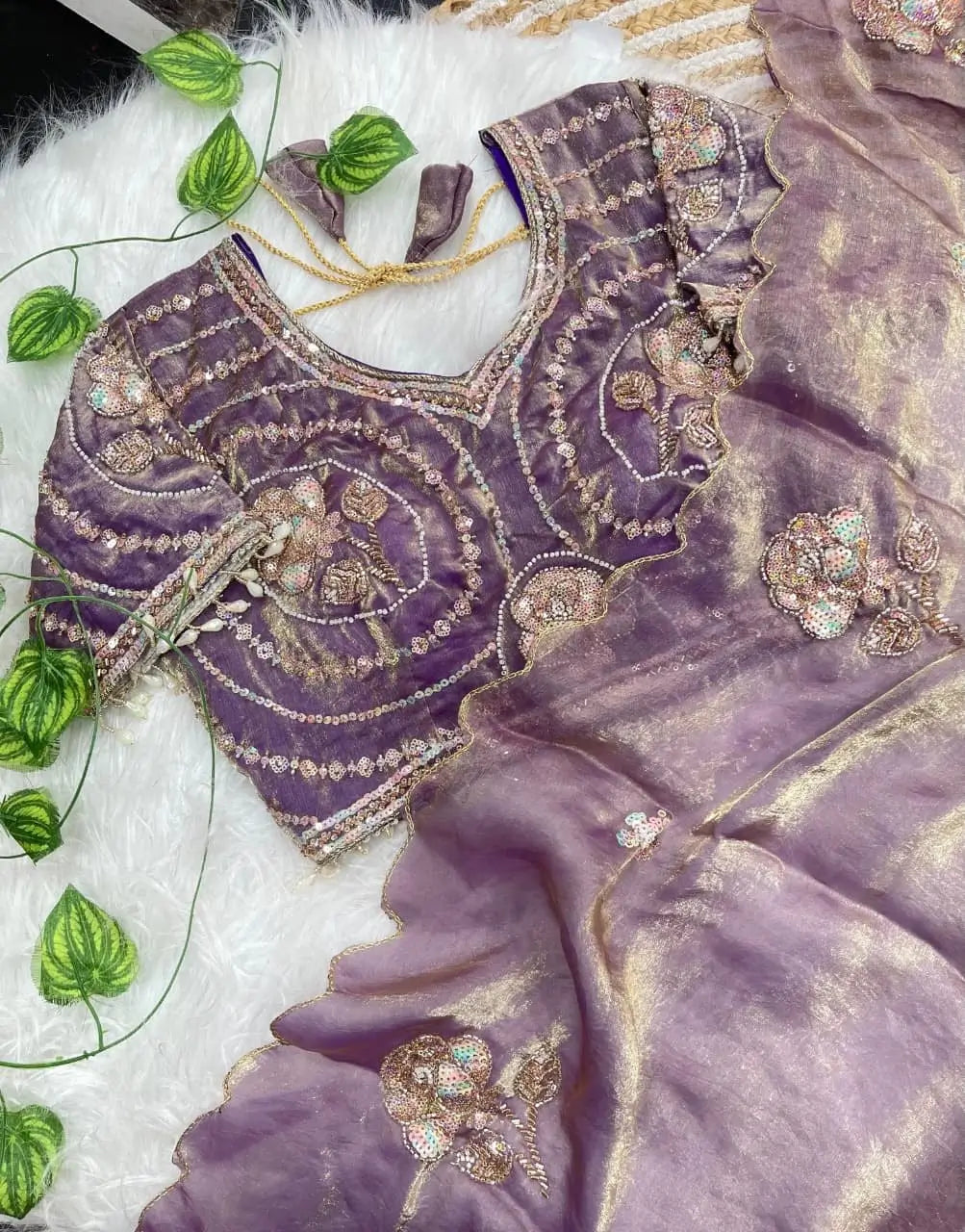 Beaded Floral Butta Saree
