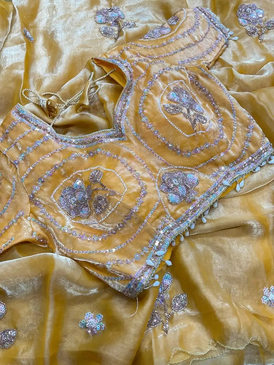 Beaded Floral Butta Saree
