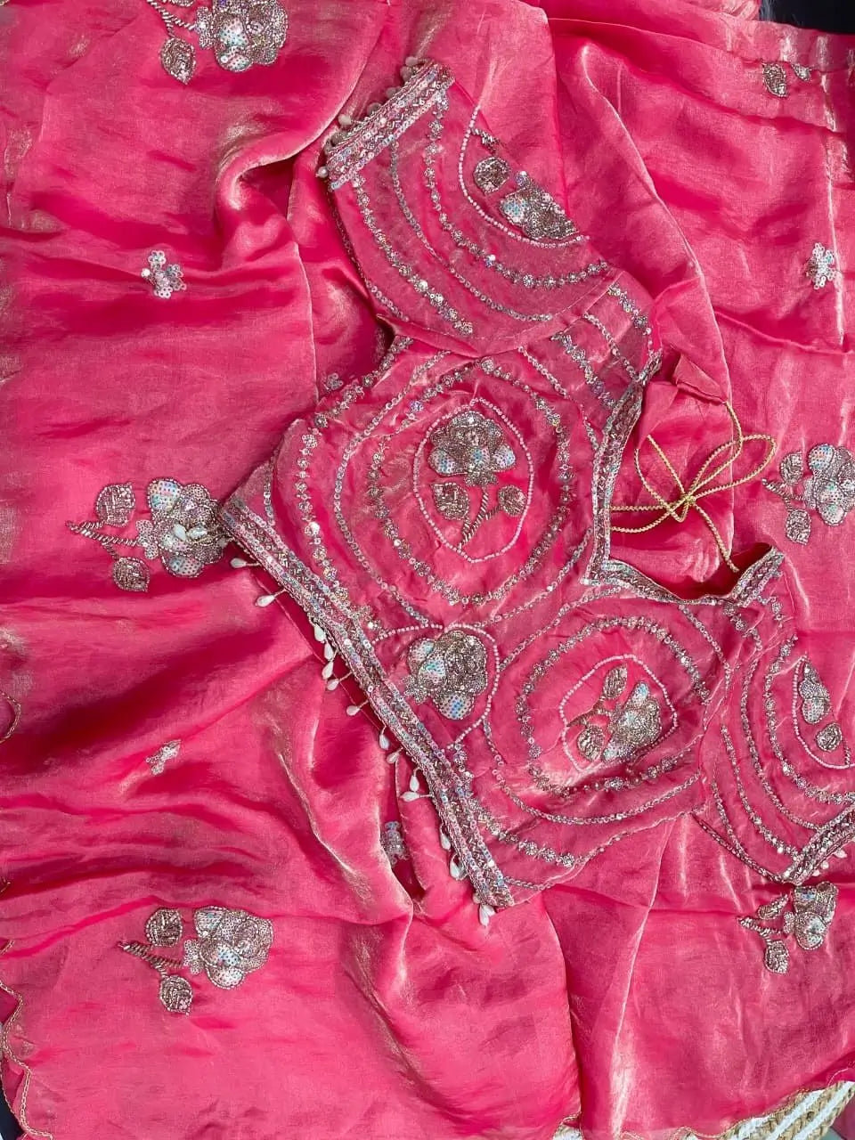 Beaded Floral Butta Saree