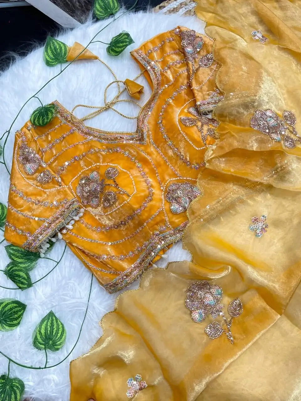 Beaded Floral Butta Saree