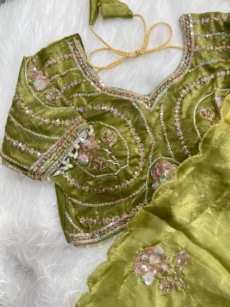 Beaded Floral Butta Saree