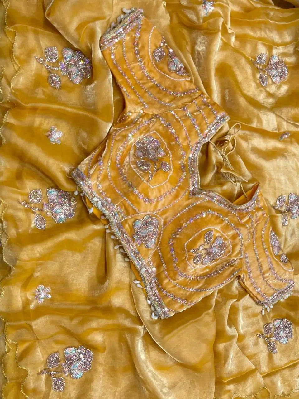Beaded Floral Butta Saree