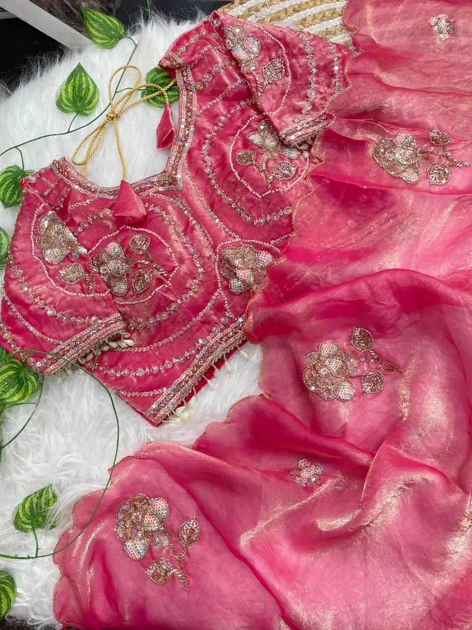 Beaded Floral Butta Saree