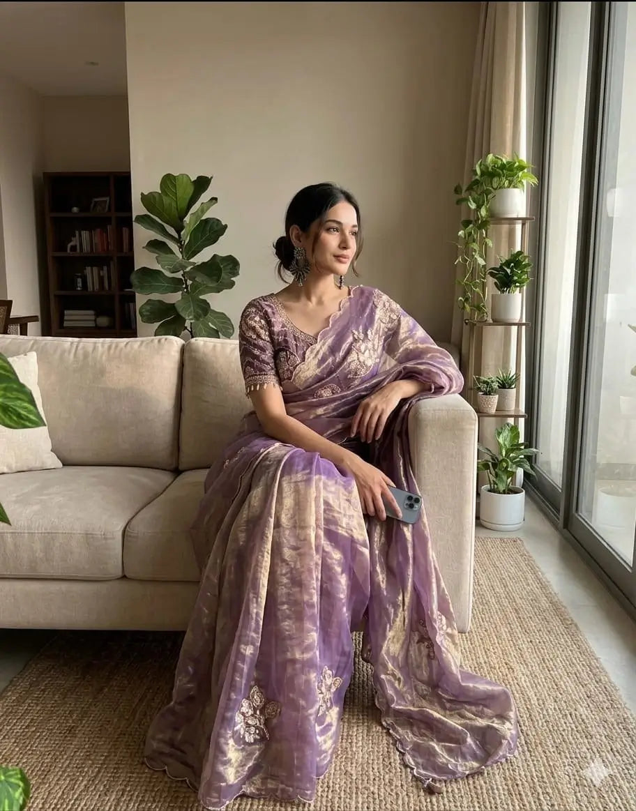 Beaded Floral Butta Saree