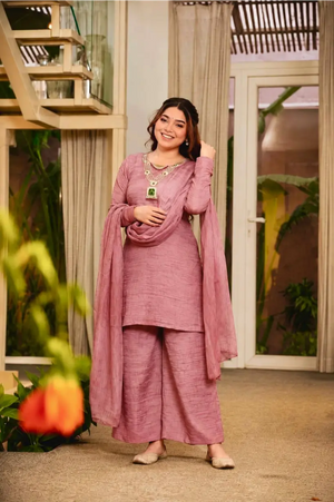 Beaded Latkan Crinkle Silk Kurta