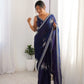 Beads Work Space Silk Saree with Matching Blouse