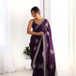 Beads Work Space Silk Saree with Matching Blouse