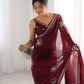 Beads Work Space Silk Saree with Matching Blouse