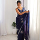 Beads Work Space Silk Saree with Matching Blouse