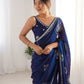 Beads Work Space Silk Saree with Matching Blouse