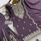 Beautiful Chinon Purple Sharara Set for Festive and Wedding Wear