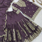 Beautiful Chinon Purple Sharara Set for Festive and Wedding Wear