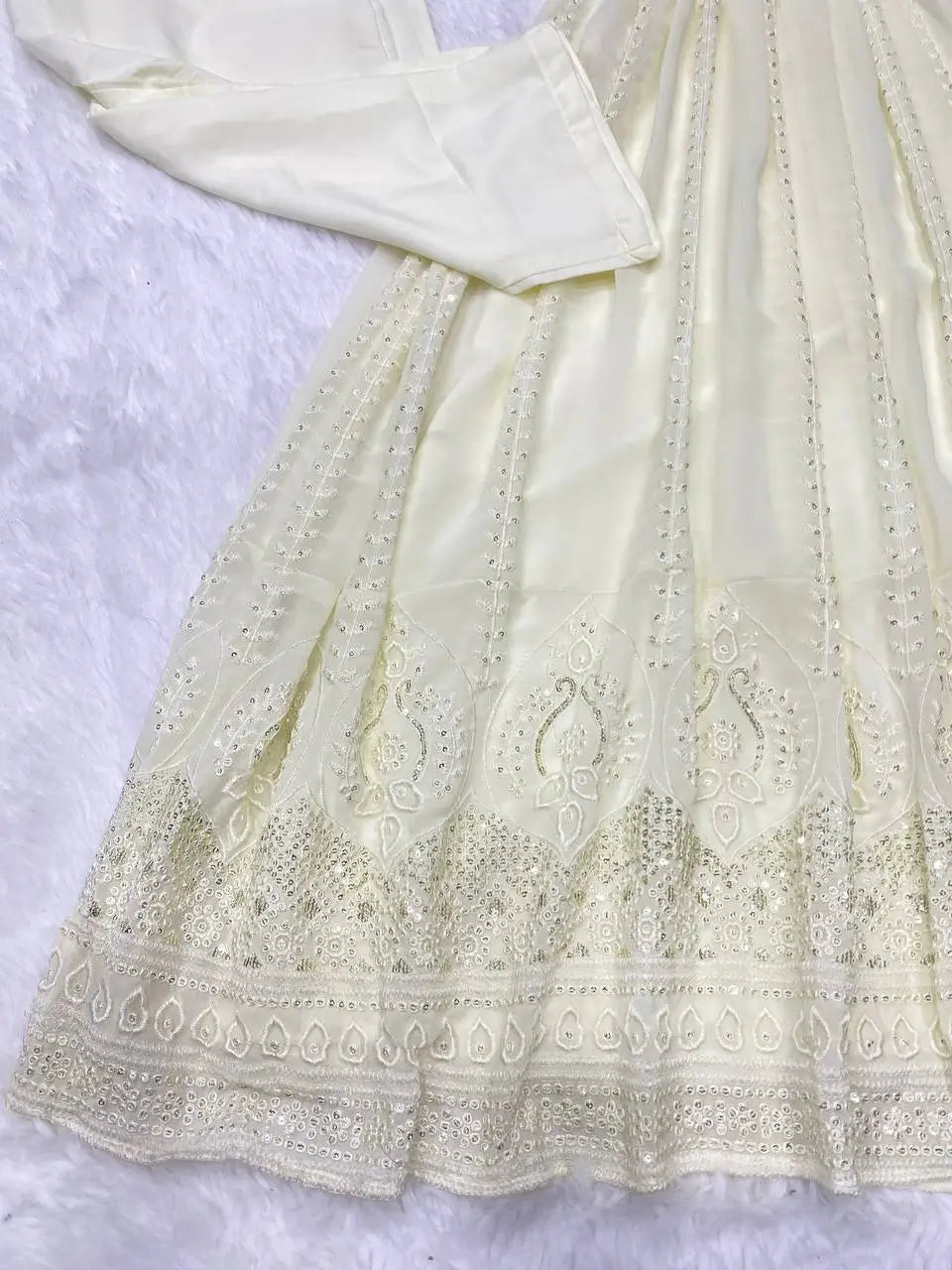 Beautiful Georgette Sequin Wave Anarkali Gown Set