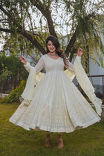 Beautiful Georgette Sequin Wave Anarkali Gown Set