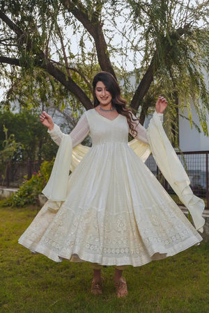 Beautiful Georgette Sequin Wave Anarkali Gown Set