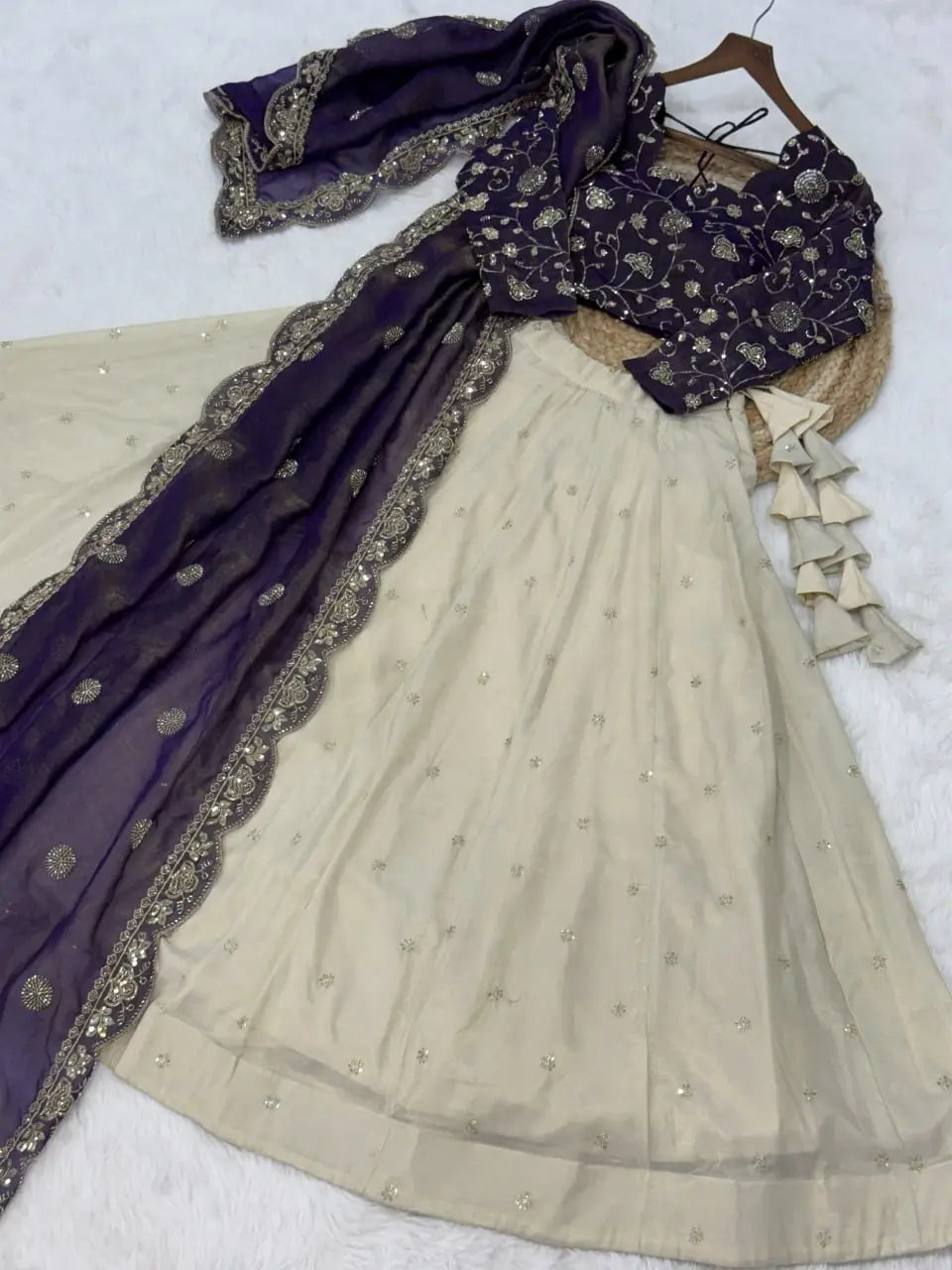 Beautiful Lehenga Choli with Zari Sequin Dupatta for Wedding Festive Party Wear
