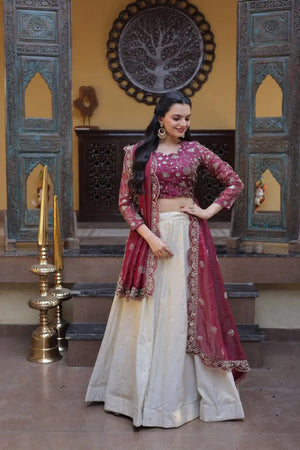 Beautiful Lehenga Choli with Zari Sequin Dupatta for Wedding Festive Party Wear