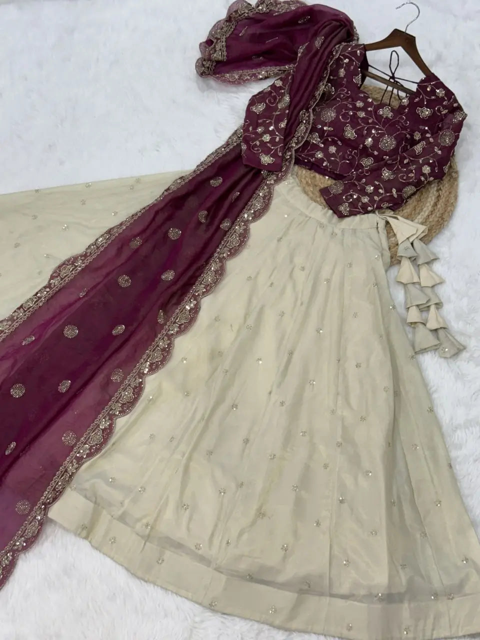 Beautiful Lehenga Choli with Zari Sequin Dupatta for Wedding Festive Party Wear