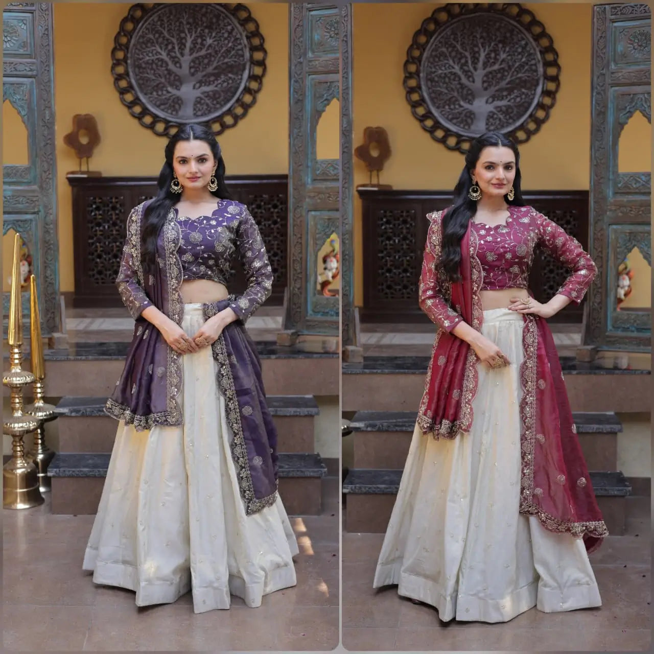 Beautiful Lehenga Choli with Zari Sequin Dupatta for Wedding Festive Party Wear