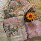 Beige Elephant Print Handwork Linen Saree