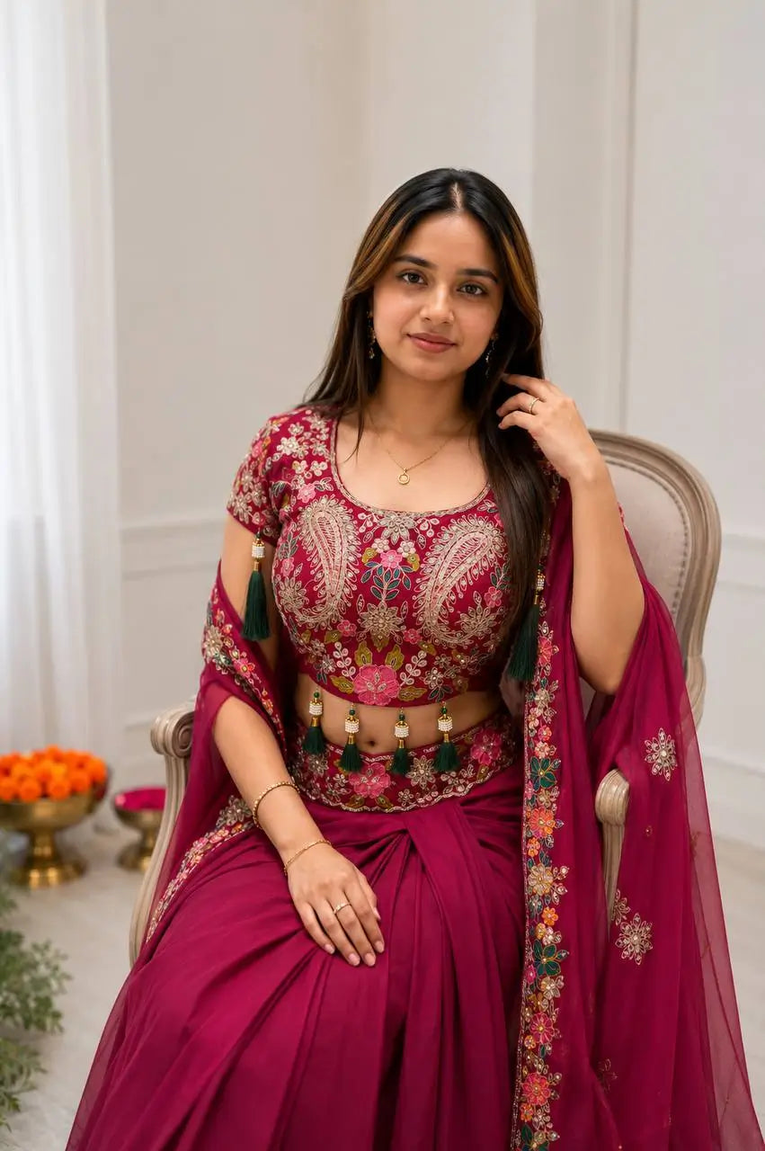Berry Paisley Shrug Sharara Set