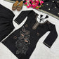 Black Beadwork Sharara Set
